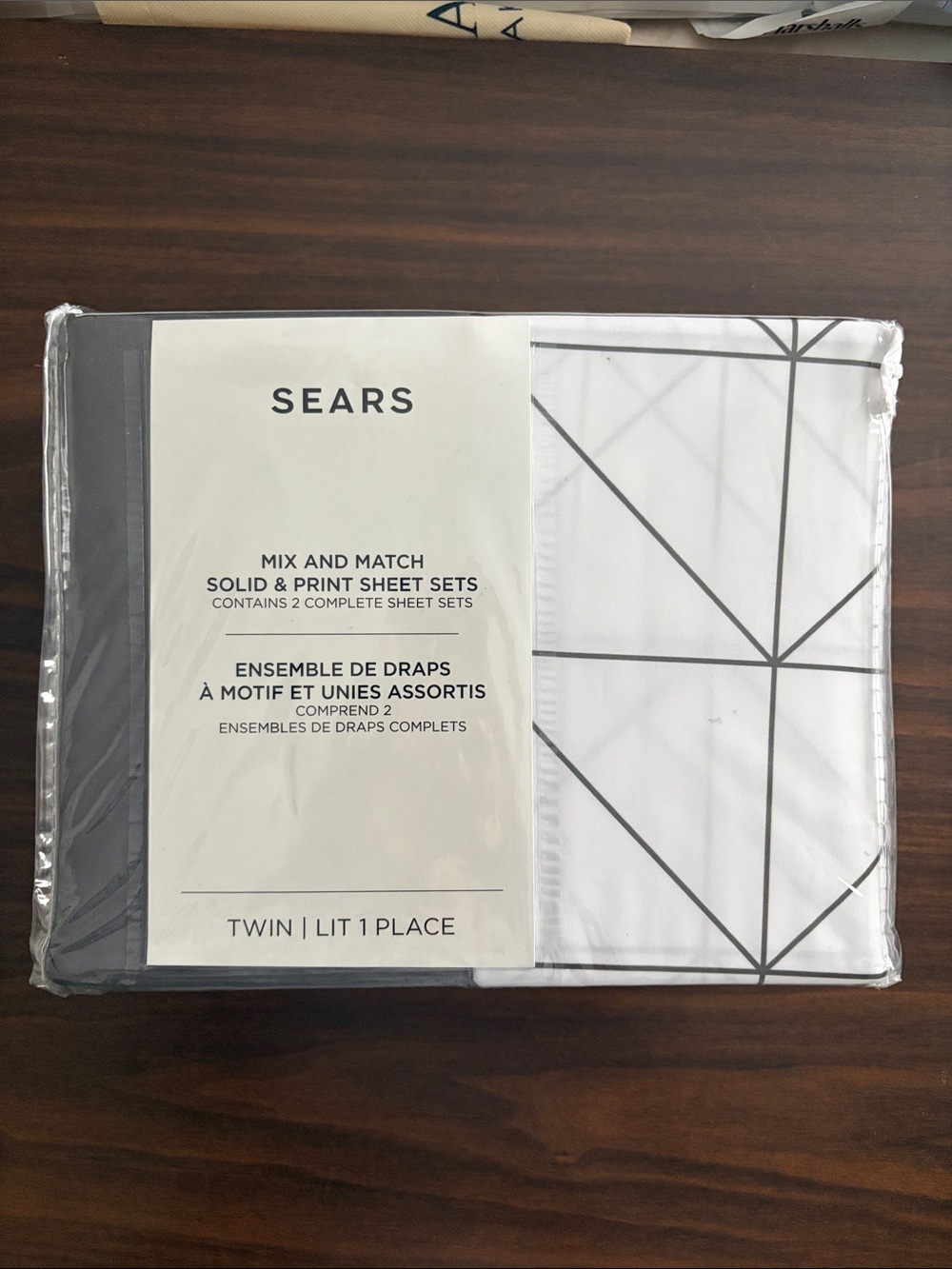 Sears Twin Mix & Match Sheet Set in White and Gray Geometric